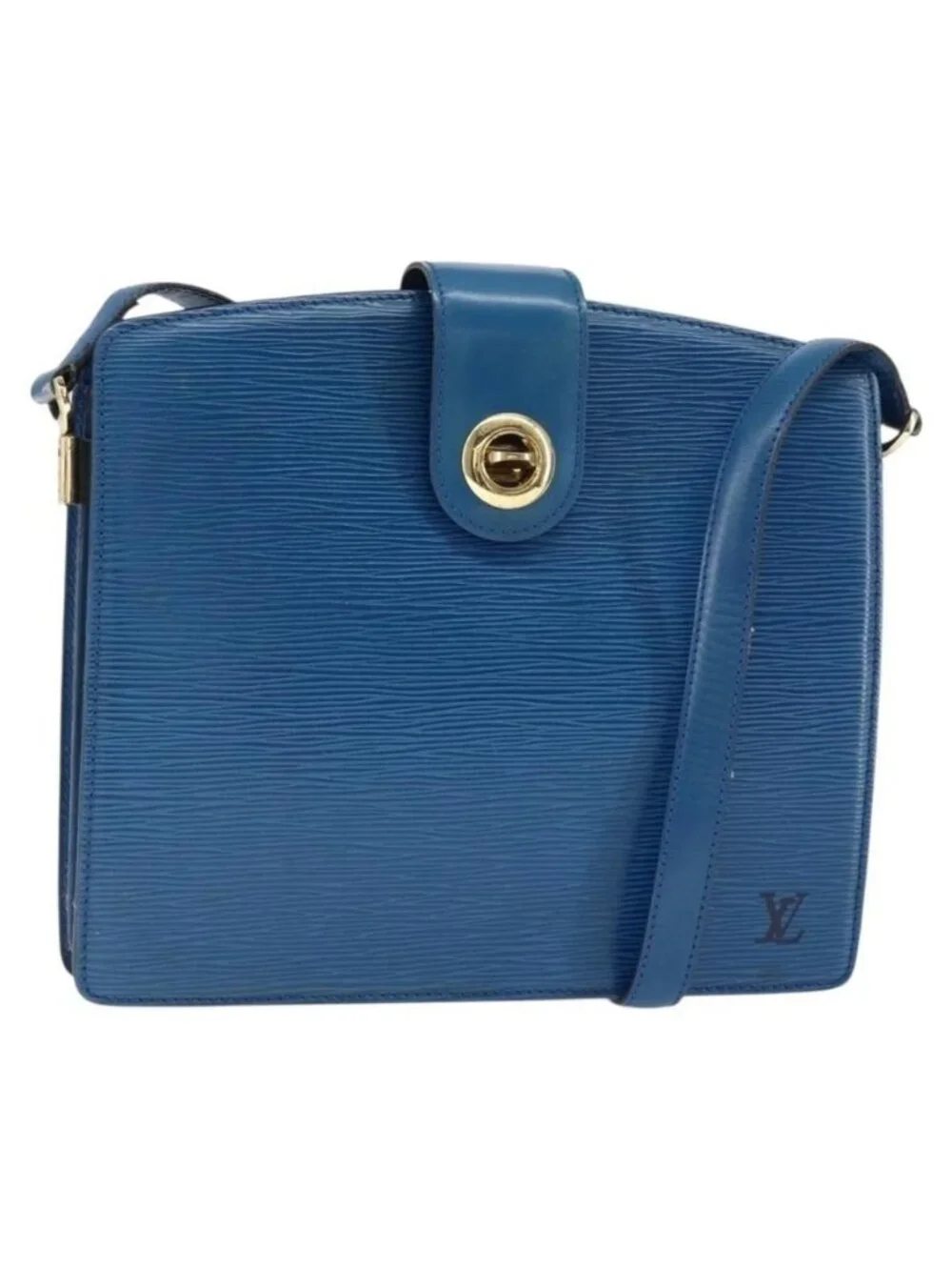 Authentic LOUIS VUITTON Epi Capuchin Shoulder Bag Blue M52345 LV